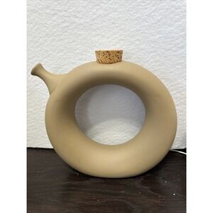 Vintage Unglazed Tan Pottery‎ Ring Jug-Hartstone USA-Glazed Inside 9x9.5" MCM